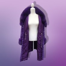 Load image into Gallery viewer, Purple Mink and Fox Fur Coat Winter Couture Perfect for Gift
