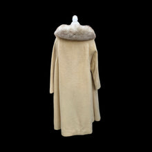 Load image into Gallery viewer, 60’s Vintage LIlli Ann Cream Coat Mohair and Fox Fur Collar Swing Style for Fall Winter Christmas and Gift for Her