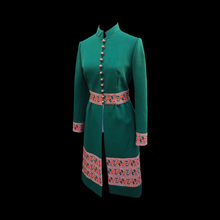 Load image into Gallery viewer, 60’s Green Embroidered Button Down Coat Dress