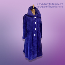 Load image into Gallery viewer, Women's Vintage Coat- 60s Mod Purple Fur Sheared Beaver Swing Mod Fit Flare Flexible Size S/M/L Mad Men Long