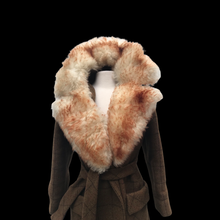 Load image into Gallery viewer, Tweed Plaid Wool Army Green Wrap Coat With Shearling Collar