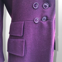 Load image into Gallery viewer, 60’s 70’s Plum Purple Long Princess Coat with Sharp Tailoring and Faux Fur Trim