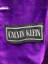 Load image into Gallery viewer, Vintage 70’s Calvin Klein Violet Royal Purple Velvet Full Length Coat Trench Coat Spy Coat