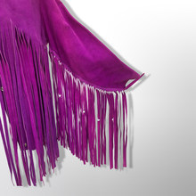 Load image into Gallery viewer, Authentic 70’s Magenta Purple Pink Suede Long Fringe Beaded Jacket Coat Boho Bohemian Hippy Chic