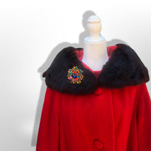 Load image into Gallery viewer, 60’s Vintage LIlli Ann Red Wool Swing Coat with Luxury Collar