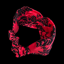 Load image into Gallery viewer, Red Headband Satin and Velvet Brocade Turban Extra wide headband