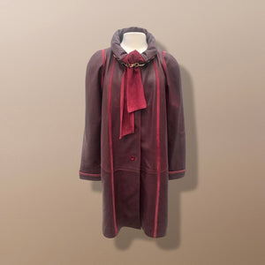 Bergundy Wine Softest Lamb Leather Coat with Deep Red Suede Inlay