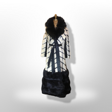 Load image into Gallery viewer, Women&#39;s Vintage Coat 60s Mink Fox Fur Mosaic Geometric Leather White Black Ultimate Luxury Three Tier Zip Off Coat Princess Mod S/M