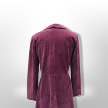 Load image into Gallery viewer, Purple Suede Ruffle Duster Coat