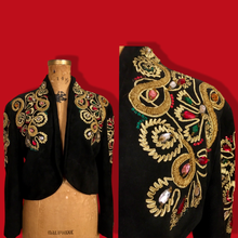 Load image into Gallery viewer, Vintage 80’s Suede and Jeweled Bolero Mint Rare Made in Paris Couture Bolero Jacket