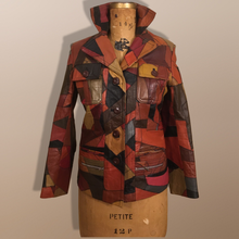 Load image into Gallery viewer, 70’s Vintage Patchwork Leather Jacket 38” Bust Boho Hippy Chic Short Leather Trench