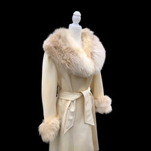 Load image into Gallery viewer, Vintage 60’s LIlli Ann White Cream Ombré Fox Fur Princess Fit and Flare Belted Pinup Mod Coat