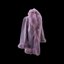 Load image into Gallery viewer, Pink Suede Mongolian Curly Lamb Oversized Penny Lane Boho Coat