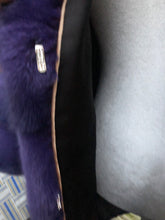 Load image into Gallery viewer, New Kopenhagen Purple Mink Horizontal Coat with Ombré Black Purple Whole Premium Dyed Mink Skins