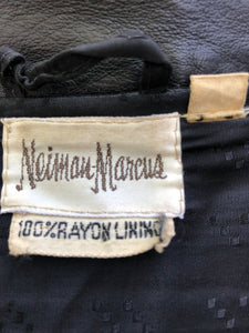 Vintage Glam 80’s Couture Neiman Marcus Leather Dolman Batwing Cocoon Black Leather Suede Hand Beaded Sequined Jacket Studio 54 80’s Iman Style One Size Fits Most