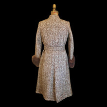 Load image into Gallery viewer, Vintage 60s 70s Women&#39;s Coat Mohair Wool Knitted Couture Made in Paris France Belt Fit Flare Princess Trim