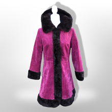 Load image into Gallery viewer, Vintage 70’s Pink Magenta Velvet Faux Fur Princess Coat