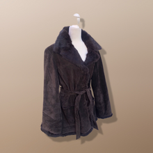 Load image into Gallery viewer, Brown Suede and Fur Collar and Cuff Coat Flexi Size Flared Sleeve
