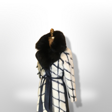 Load image into Gallery viewer, Women&#39;s Vintage Coat 60s Mink Fox Fur Mosaic Geometric Leather White Black Ultimate Luxury Three Tier Zip Off Coat Princess Mod S/M