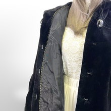 Load image into Gallery viewer, New Luxury Sheared Black Mink Hooded Coat with Rhinestone Detail
