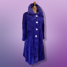 Load image into Gallery viewer, Women's Vintage Coat- 60s Mod Purple Fur Sheared Beaver Swing Mod Fit Flare Flexible Size S/M/L Mad Men Long