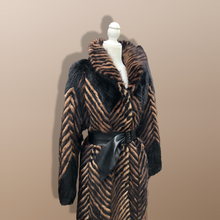 Load image into Gallery viewer, Vintage Chevron Mink Intarsia Coat Patchwork Master Furrier