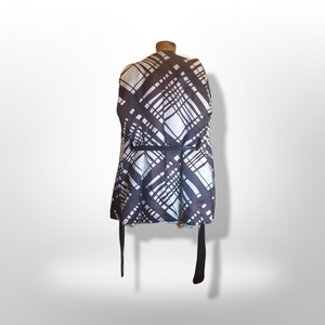 Vintage Women's Coat- Mod Dramatic 60s Cross Mink White Black Leather Mosaic Geometric Princess Jacket Coat