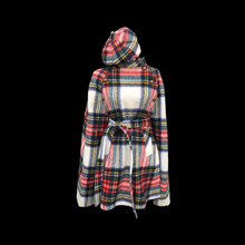 Load image into Gallery viewer, Vintage Red Plaid Set Cape and Beret Cap Pure Virgin Wool from Ireland