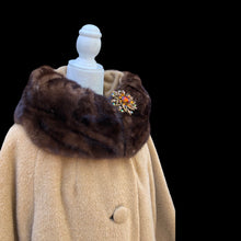 Load image into Gallery viewer, Vintage Women's Coat- 60s Lilli Ann Camel Tan Color  Luxury Mink Wool Swing Coat One Size Fits All Mad Men Style