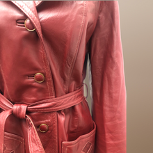 Load image into Gallery viewer, 70’s Vintage Bergundy Leather Jacket Trench Style