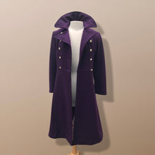 Load image into Gallery viewer, Vintage Deep Purple Military Style Wool Coat Fitted and Tailored