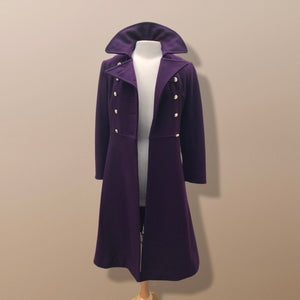 Vintage Deep Purple Military Style Wool Coat Fitted and Tailored