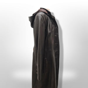 Made in Italy— Italian Lamb Leather Hooded Trench Coat Couture Full Length