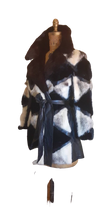 Load image into Gallery viewer, Vintage Women&#39;s Coat- Mod Dramatic 60s Cross Mink White Black Leather Mosaic Geometric Princess Jacket Coat