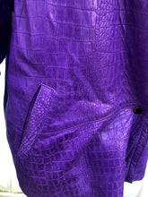 Load image into Gallery viewer, Vintage 80’s 90’s Glam Purple Violet Glam Lamb Leather Jacket with Full Fur Trim in Croc Print so Prince Purple Rain
