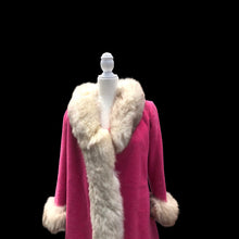 Load image into Gallery viewer, 60’s Vintage Pink Wool Coat Fox Fur Princess and Swing Style