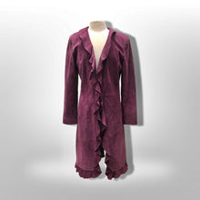Load image into Gallery viewer, Purple Suede Ruffle Duster Coat