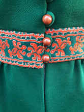 Load image into Gallery viewer, 60’s Green Embroidered Button Down Coat Dress