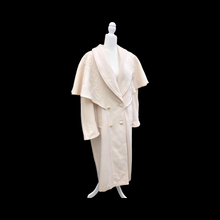 Load image into Gallery viewer, 80’s 90’s Vintage Ivory White 100% Pure Wool Oversized Cape Coat Loose Fit Casual Career Winter into Spring Flexible Size