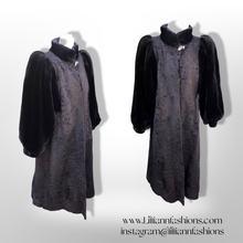 Load image into Gallery viewer, Vintage Couture 80’s Does 40’s Vintage Fur Coat Genuine Broadtail Persian Lamb Sheared Beaver Bishop Sleeve Puff Sleeve Old Glamour Hollywood
