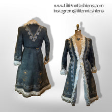 Load image into Gallery viewer, 70’s Embroidered Shearling Blue Suede Coat Boho Penny Lane Hippy Chic