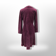 Load image into Gallery viewer, Purple Suede Ruffle Duster Coat