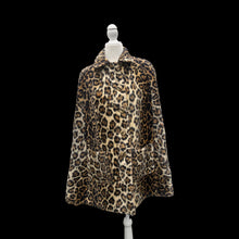 Load image into Gallery viewer, Vintage 60’s Cape Poncho Reversible Wool camel and Faux Leopard Jaguar Print Double Pocket and Buttons