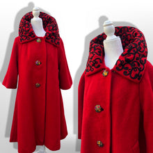 Load image into Gallery viewer, Vintage 60’s Lilli Ann Red Luxury Wool Swing Coat Fall Holiday Valentine’s Day Christmas