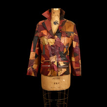 Load image into Gallery viewer, 70’s Vintage Patchwork Leather Jacket 42” Bust Boho Hippy Chic Short Leather Trench