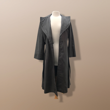 Load image into Gallery viewer, Vintage Brown Leather Trench Spy Coat Lord and Taylor Fit and Flare