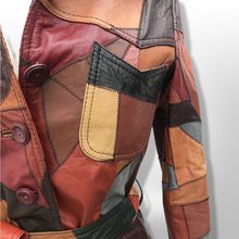 Load image into Gallery viewer, 70’s Iconic Rare Patchwork Leather Coat Trench Spy Studio 54 Original Michael Kors Melania Coat