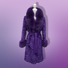 Load image into Gallery viewer, Purple Mink and Fox Fur Coat Winter Couture Perfect for Gift