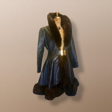 Load image into Gallery viewer, Penny Lane Princess Fit and Flare Brown Leather and Genuine Fur Mod Belt 1960's 60's 70's Chic Hippie Full Sweep Skirt!