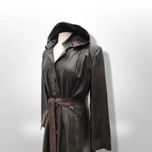 Load image into Gallery viewer, Made in Italy— Italian Lamb Leather Hooded Trench Coat Couture Full Length